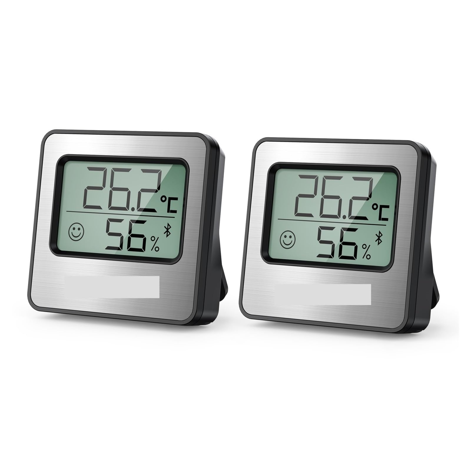 Termohigrómetro 80M Smart Wireless Digital Termómetro Higrómetro Indoor Mini Room Termómetro Estación Meteorológica con Datos(2 Pcs Black)