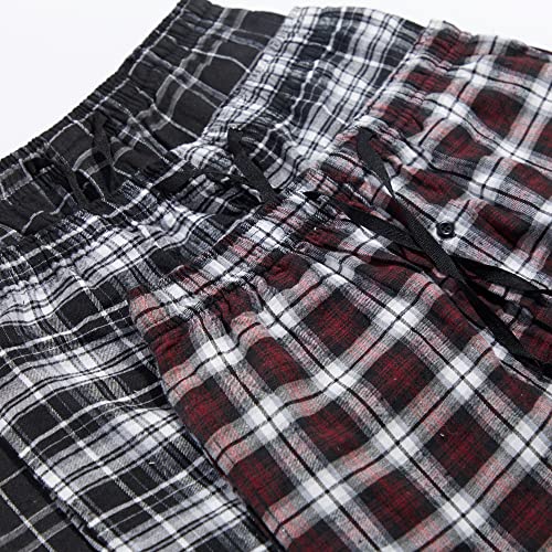 3 Pack: Mens Pajama Pants Cotton Super Soft Pajamas For Men Flannel Bottoms Fleece Buffalo Plaid Pj Gifts Lounge Pants Sleepwear Christmas Pijamas Para Hombres Essentials Woven Button Fly,Set 2-Xl #TOP2