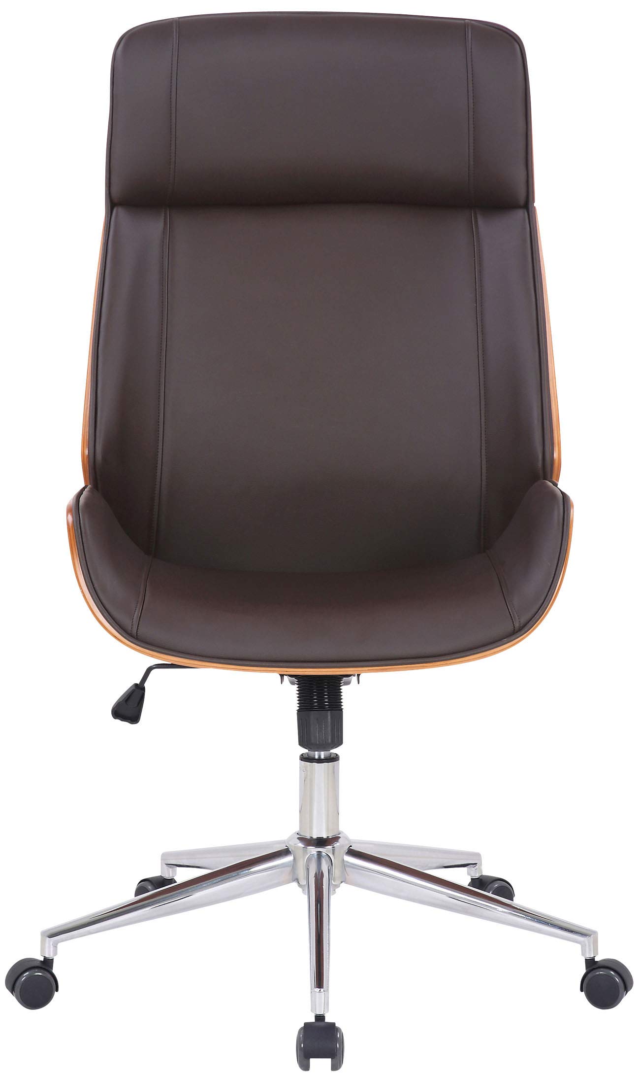 CLP Mitch Sedia Da Ufficio Con Sedile In Legno – Design Noce/nero, Funzione Basculante, Regolabile In Altezza (44-54 Cm), Ruote, Portata 120 Kg, Per Home Office E Lavoro