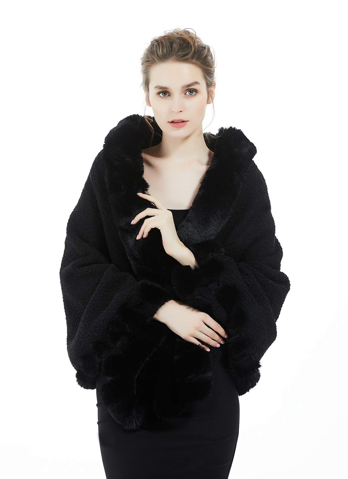 BEAUTELICATE Stola Scialle Pelliccia Sintetica Donna Coprispalle Sciarpa Elegante Bolero Invernale Caldo per Cerimonia Matrimonio Sposa Damigella