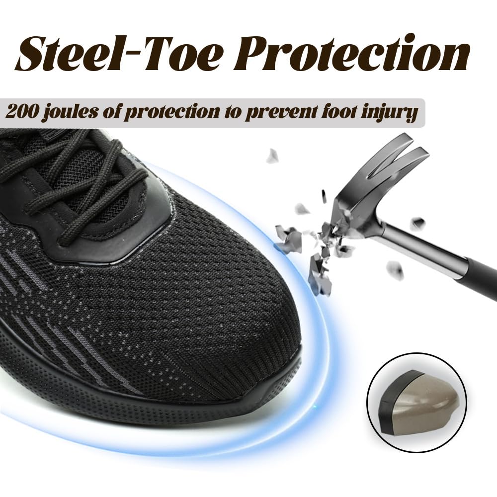 Scarpe Antinfortunistiche Scarpe da Lavoro Uomo Donna Scarpe Protettive Traspiranti Antiscivolo con Puntale in Acciaio per Unisex 36-46