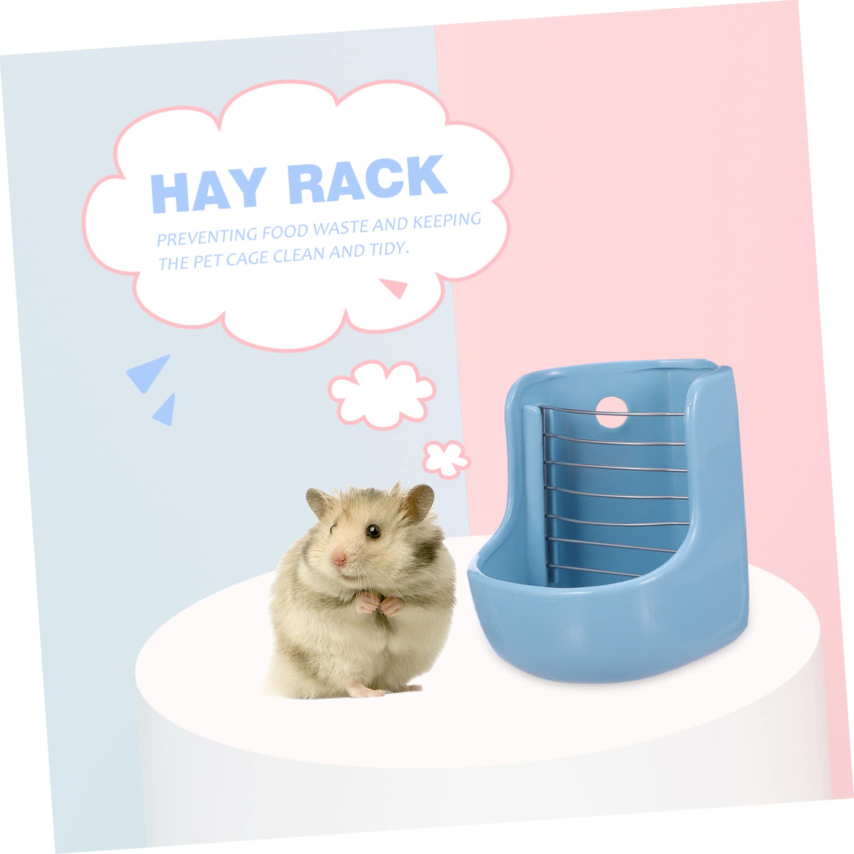 minkissy Comedero para Chinchillas Estante de Hierba, Comedero de Comida y Heno para Conejos, Diseño Cerámico Fijo Antivuelco, Instalable en Jaula