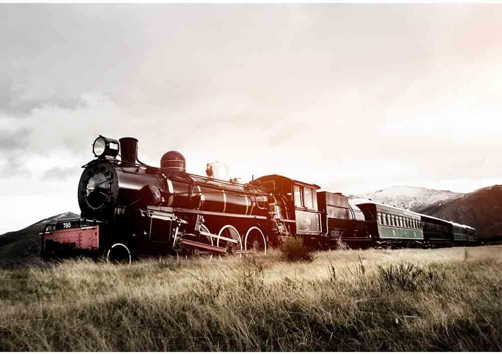 wall26 - Steam Train in A Open Countryside Transportation Concept - Removable Wall Mural | Self-Adhesive Large Wallpaper - 66x96 inches