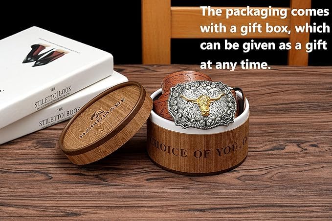 Btilasif Western Cowboy Belts for Men Women- PU Leather Floral Pattern Engraved Longhorn Bull Buckle Belts for Jeans2