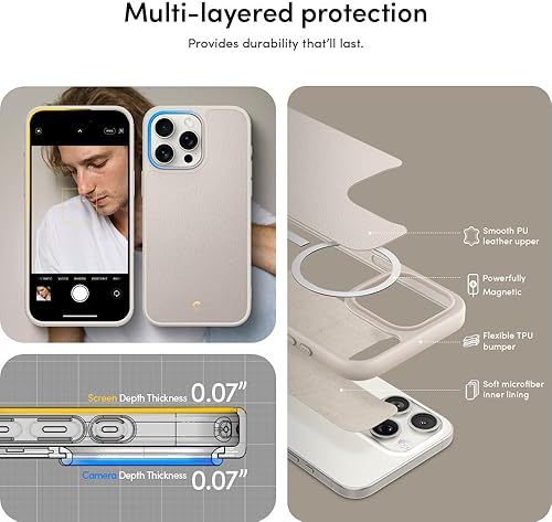 Miniatura 5 de CYRILL Classic Charm Mag - Funda compatible con iPhone 15 Pro para mujer (2023), funda cruzada de cuero vegano de alta calidad con correa para la