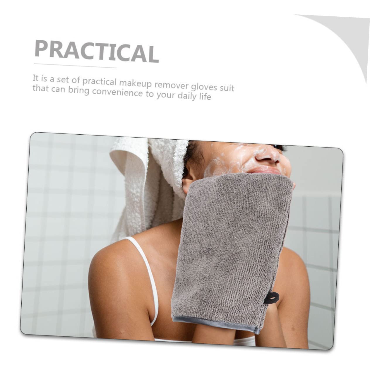 SHERCHPRY 5 Set Guanti Struccanti Riutilizzabili Microfibra Guanti Detergenti Morbidi E Portatili Per Rimozione Profonda Pulizia Pori E Esfoliazione Grigio E 3 Pezzi * 5