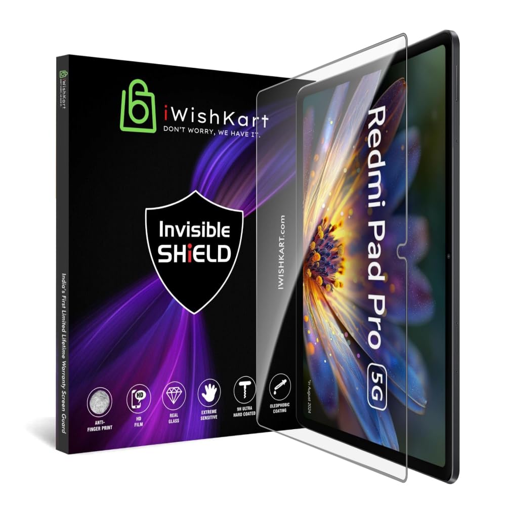 iWishKart HiS Redmi Pad Pro 12.1 Inch Tab Tempered Glass Screen Protector Guard Full Screen Coverage Edge to Edge with Easy Installation kit | Anti-Scratch & Smudge Proof | (Xiaomi/MI PadPro)-image-38