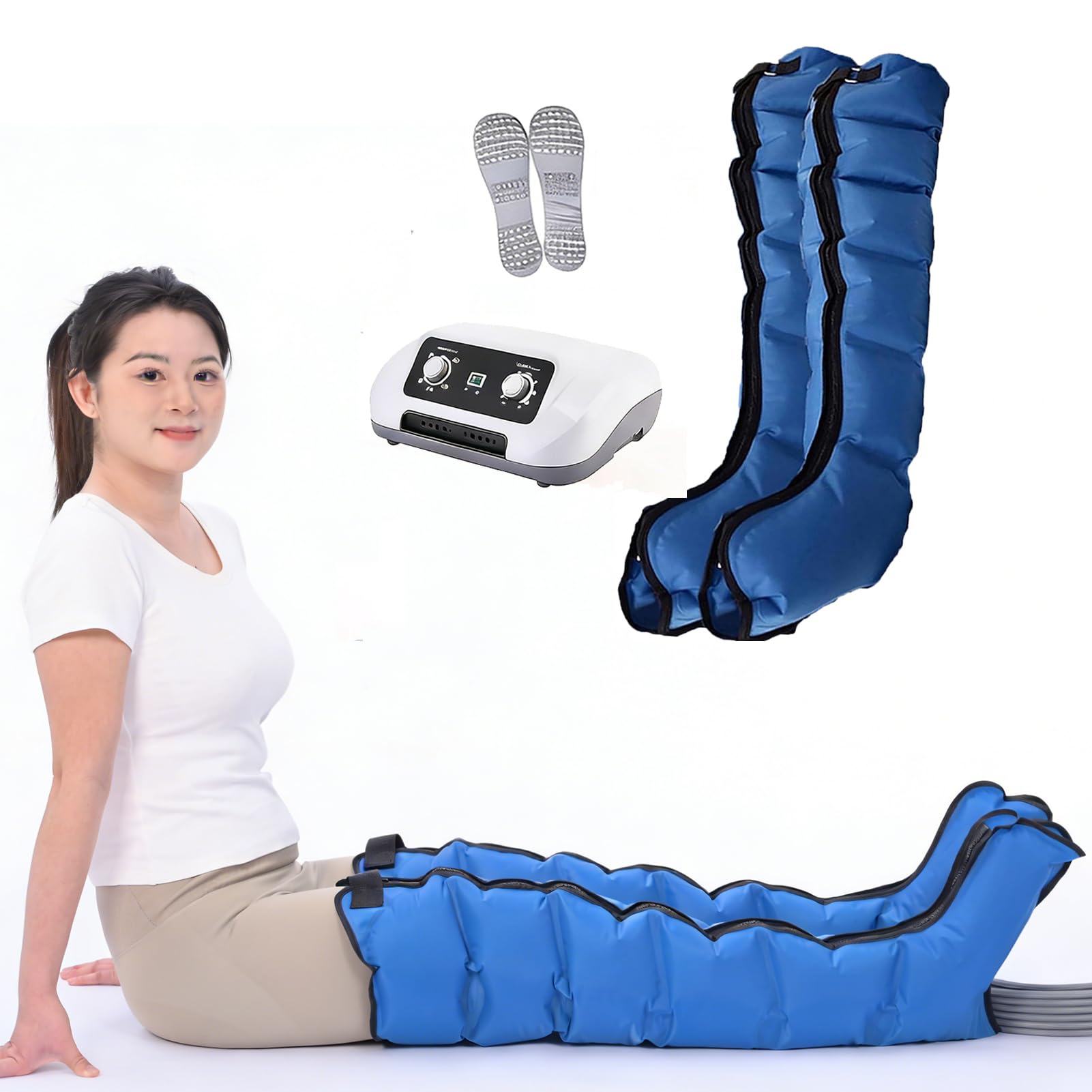 Pressoterapia Linfodrenaggio per Casa, Professionale 6 Camere d’Aria, Macchinario Total Body per Gambe Braccia Piedi Addome, Massaggio Linfodrenante Anticellulite, Pressione 0-240 mmHg