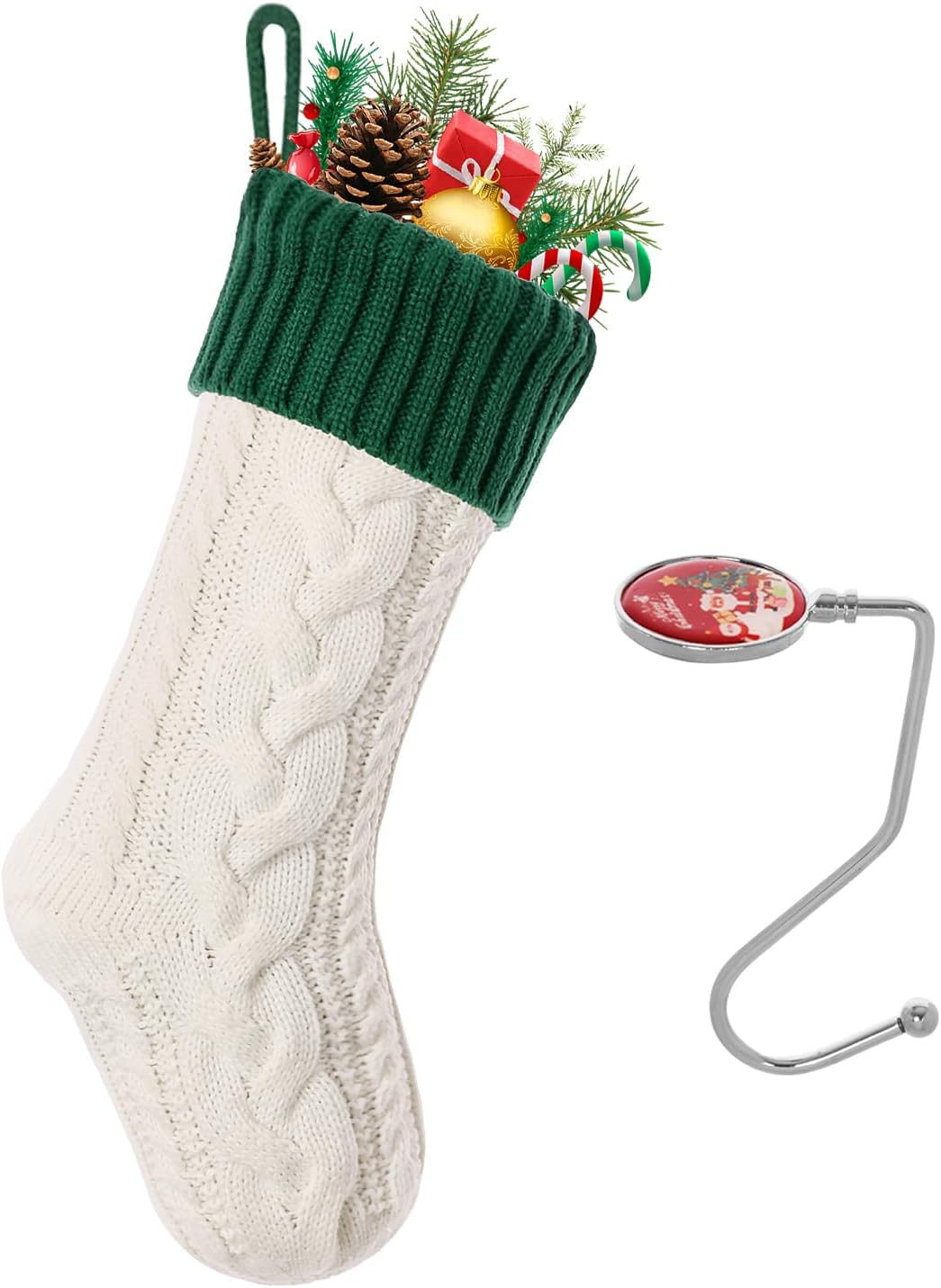 Christmas Stockings,18 Inches Large Cable Knitted Xmas Stocking for Family Holiday Fireplace Decoration(2 Redwhite,2 GreenWhite,2 WhiteRed)