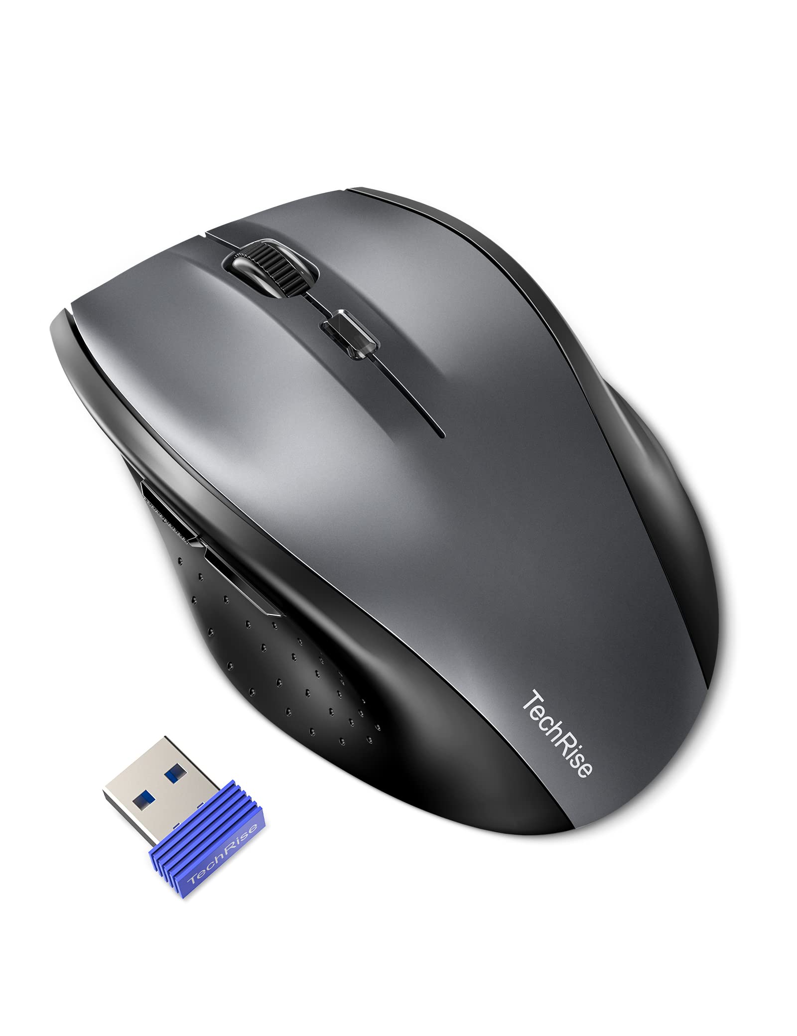 TechRise Wireless Mouse, 2.4G USB Classic Wireless Mouse Super Energy Saving with USB Nano Receiver, 6 Buttons, 2000 DPI for Windows XP，Vista，Win7，Win8，Win8.1，Win10，MAC