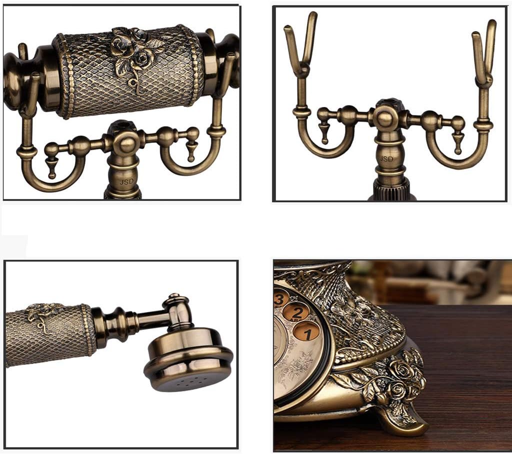 Qdid Retro Phone/Rotary Dial Telephone/Retro Style Phone/Vintage Telephone/Classic Desk Phone with Rotary Dialler (Color : Bronze)