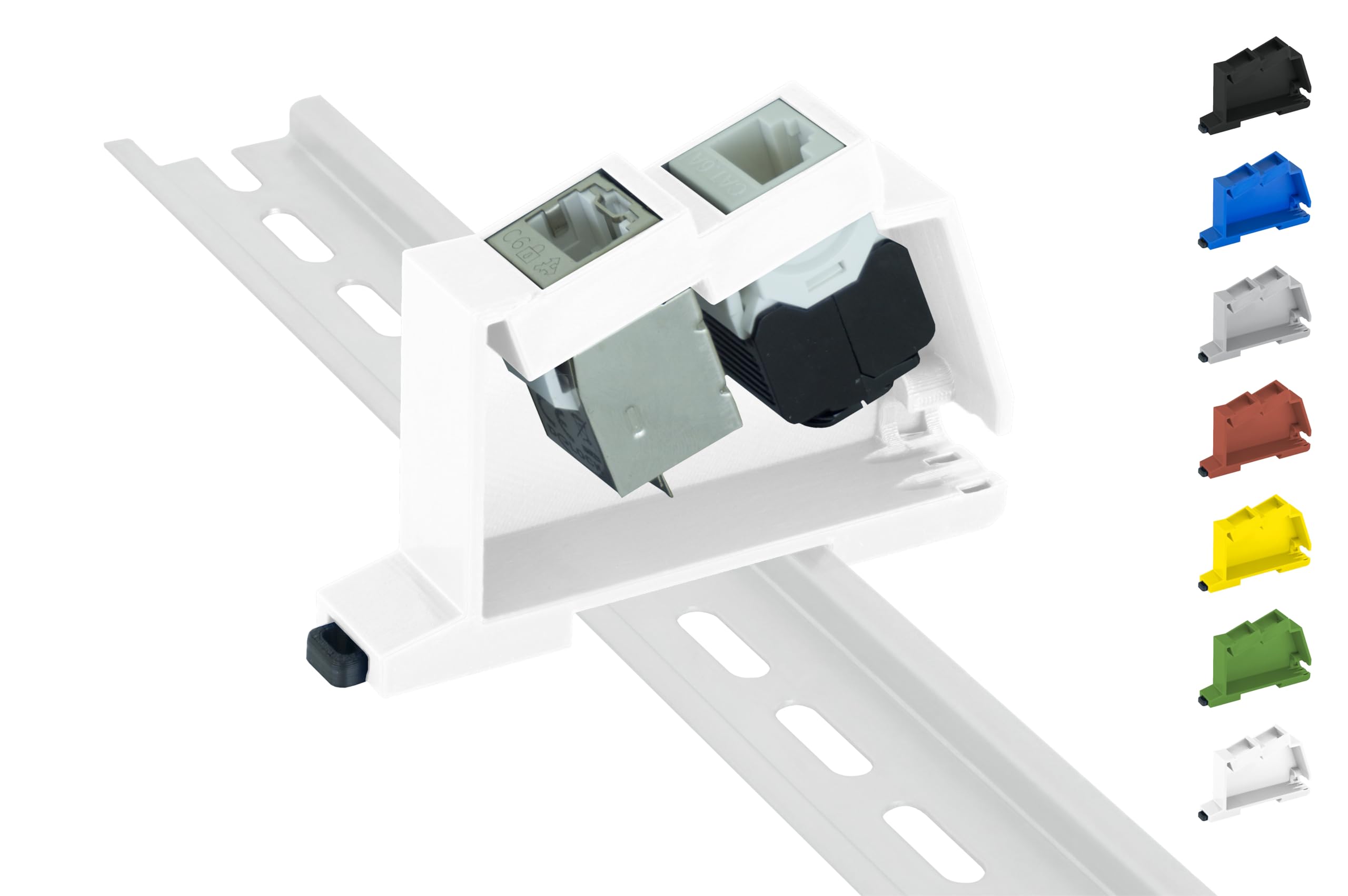 Produktbild von Keystone Hutschienenhalter/DIN Rail Bracket (35mm), Typ Dual+ (Weiß (Prime
