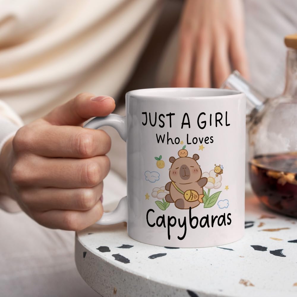 Capybara Mug - Just a Girl Who Loves Capybaras 11OZ Mug - Funny Capybara Gifts for Friend Bestie Mom Capybara Lover - Image 2