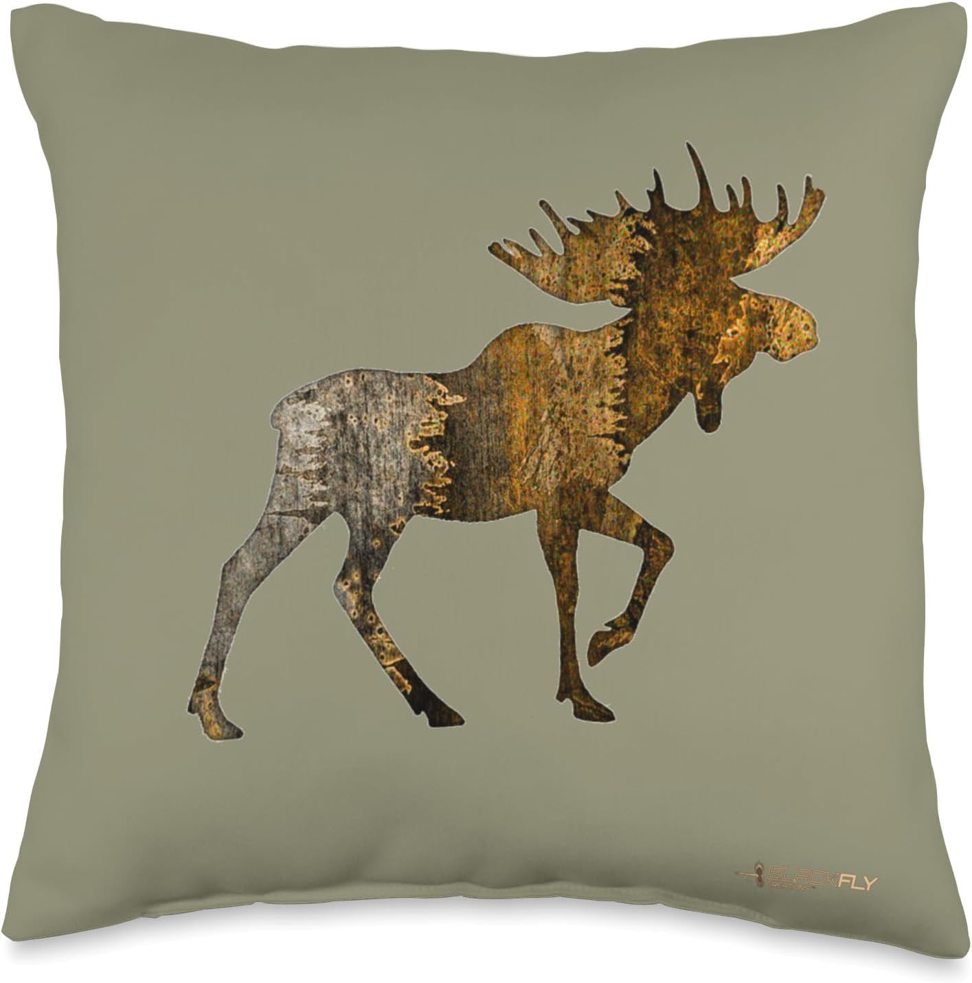 Outdoor Moose Beige Brown Throw Pillow Wildlife Home Decor Throw Pillow