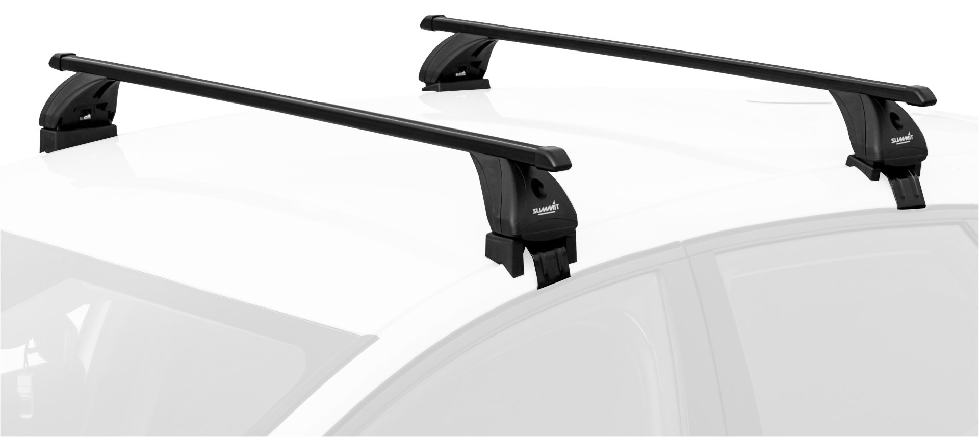 2x Summit Premium Roof Rack Cross Bars Steel Fixed Point Multi-Fit Lockable