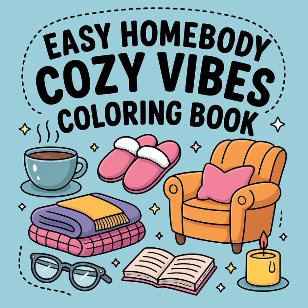easy homebody cozy vibes coloring book