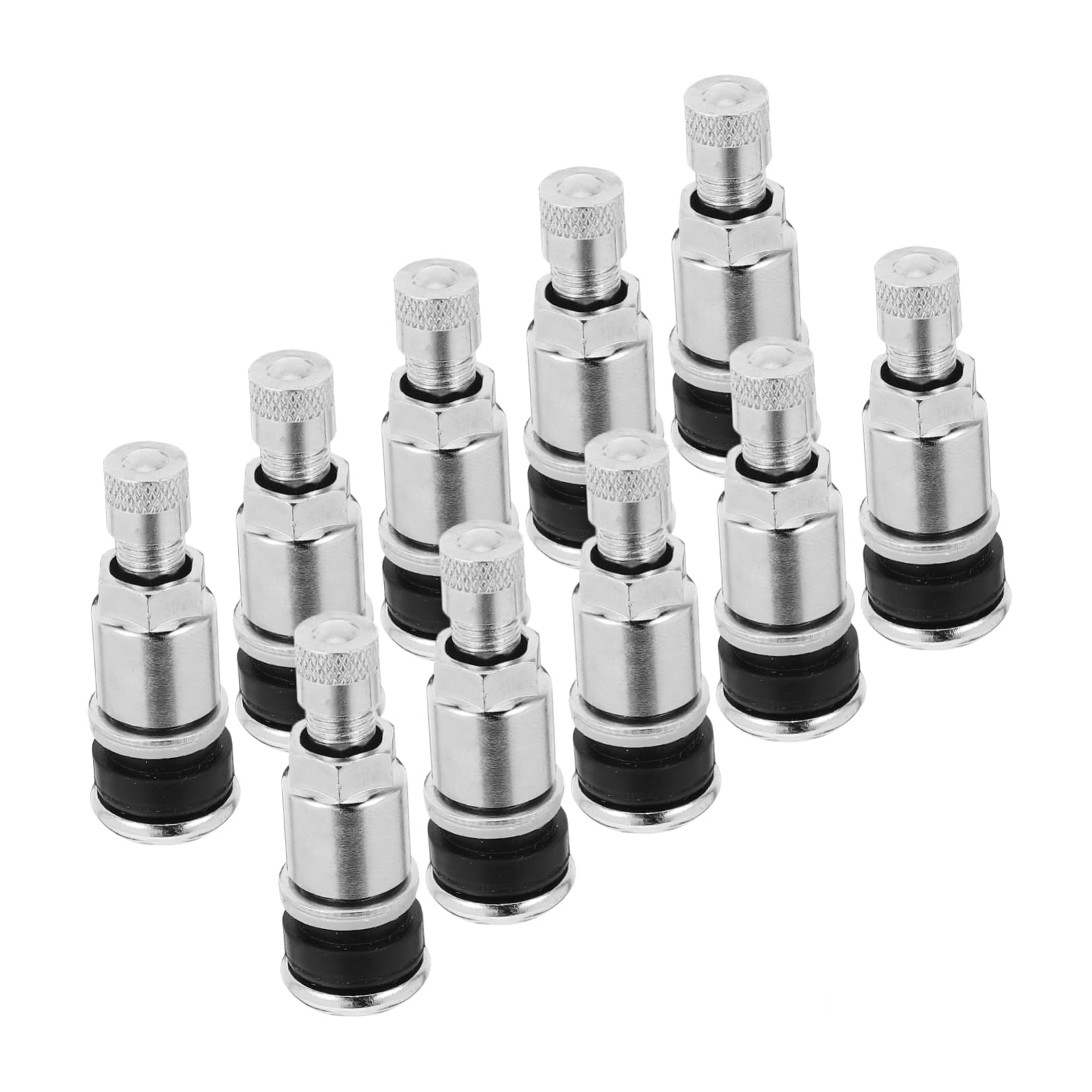 Alipis de Vástagos de Válvulas de Neumáticos 10 Piezas de Acero 45 sin Fugas y Fáciles de Instalar Color Plata para Coches y Camiones