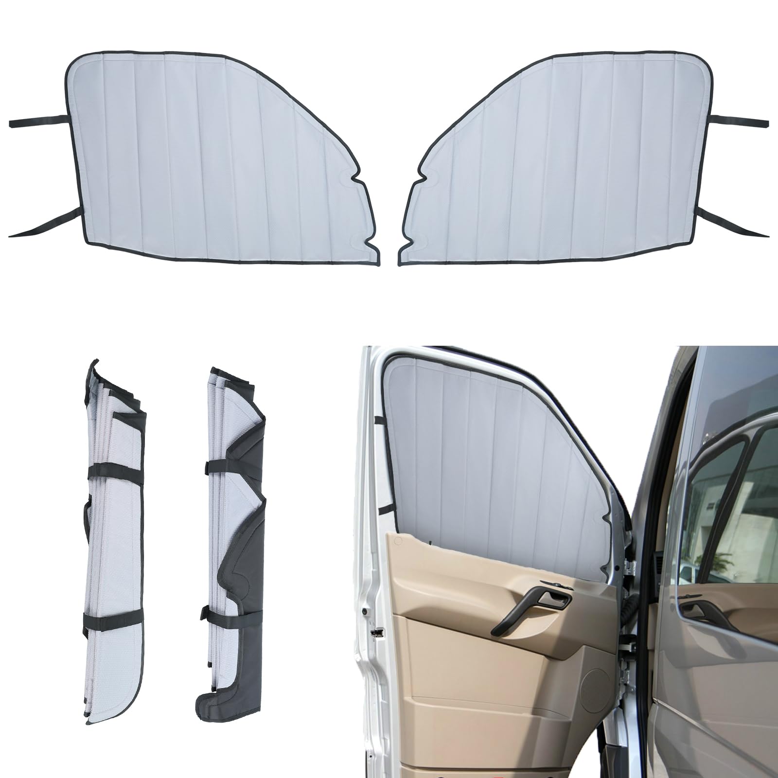 Photo 1 of Pair of Insulated Front Door Window Covers Compatible with Mercedes-Benz Van NCV3 2007-2018 Gray