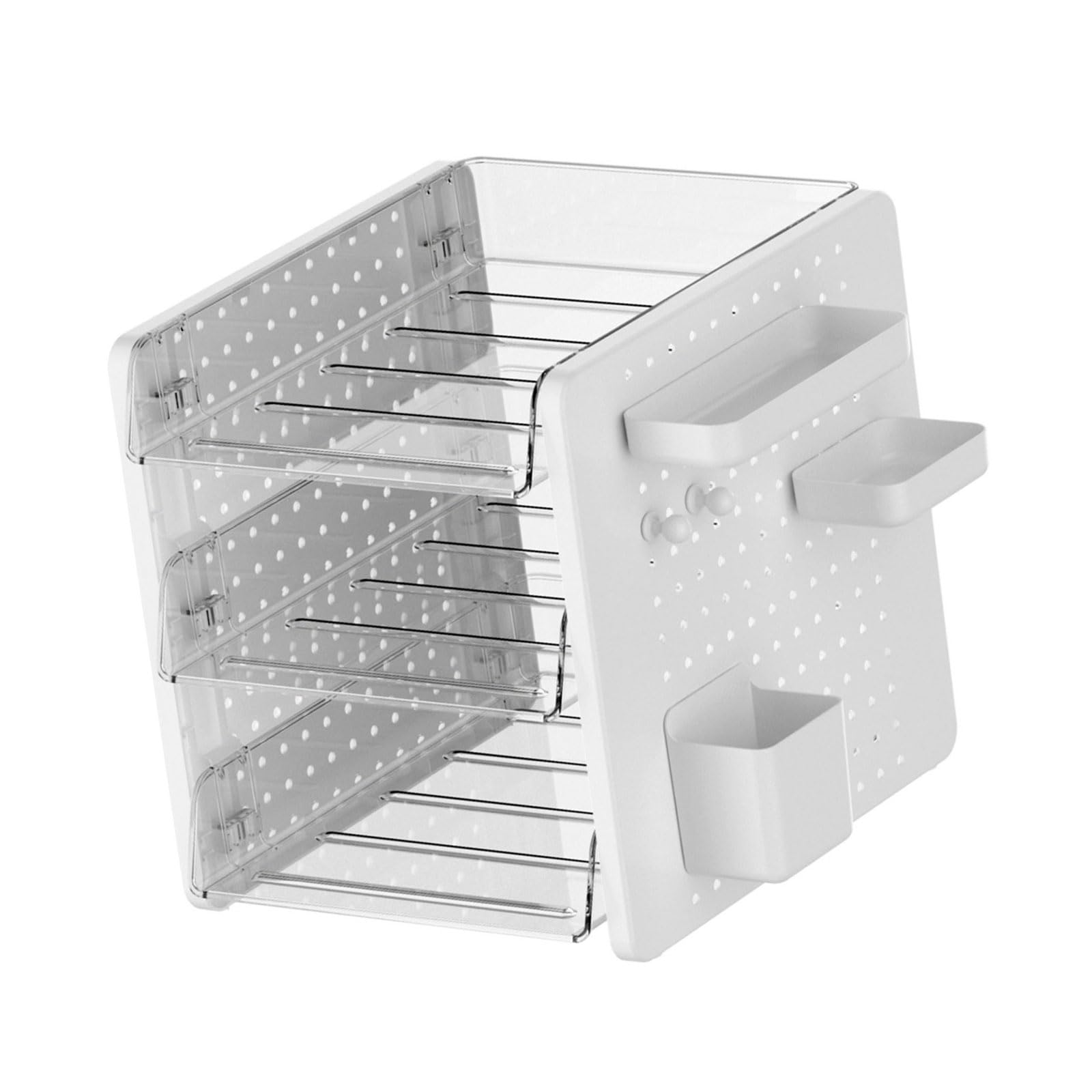 Kalttoy Multifunctional Desktop Organizers 2/3 Tiered File Tray Stackable Paper Letter Tray Organizers with Pen Cup and Pegboard Pegboard Shelf