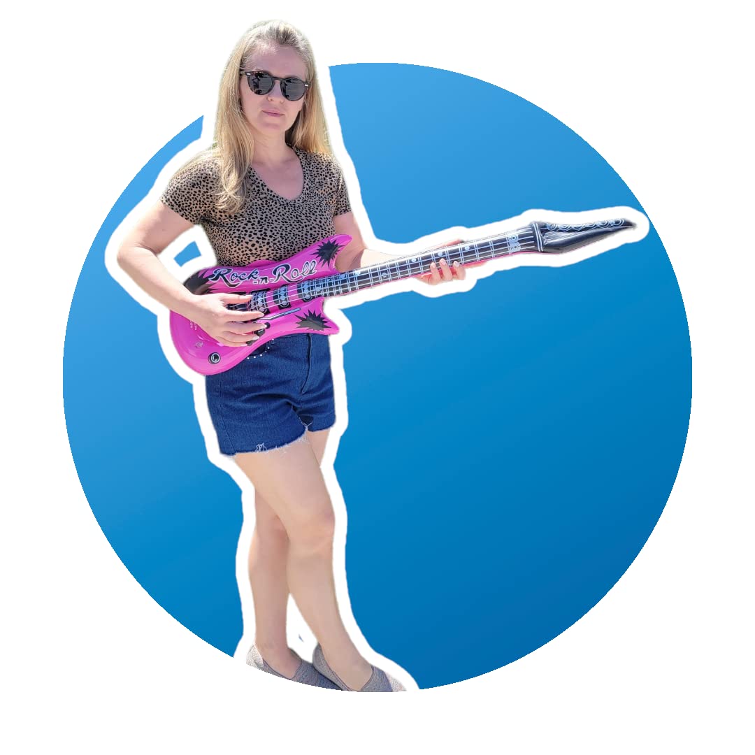 Zugar Land Rock Inflatable Guitar (40 Inches) Vinyl. Perfect Party Favor, DJ Dance 80s Rocker (Rock-n-Roll (4 Pack)), Multicolor