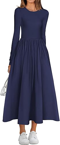 BTFBM Casual Long Sleeve Dresses Spring Dresses 2025 Wedding Guest Dress Midi Dress Flowy Bohemian Long Dress