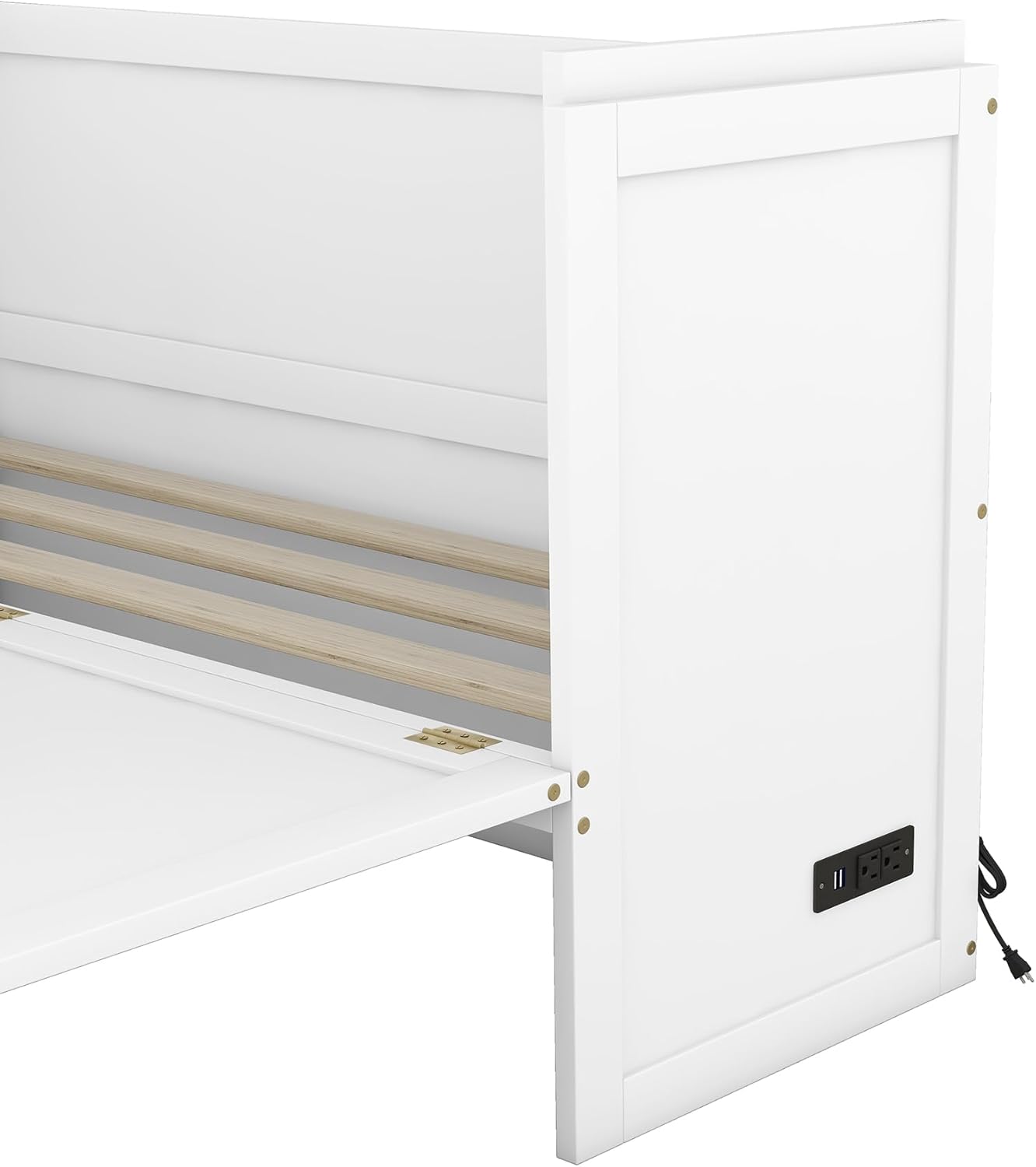 Harper & Bright Designs Queen Size Murphy Bed, Queen Murphy Cabinet Bed with USB Port and a Large Drawer, White