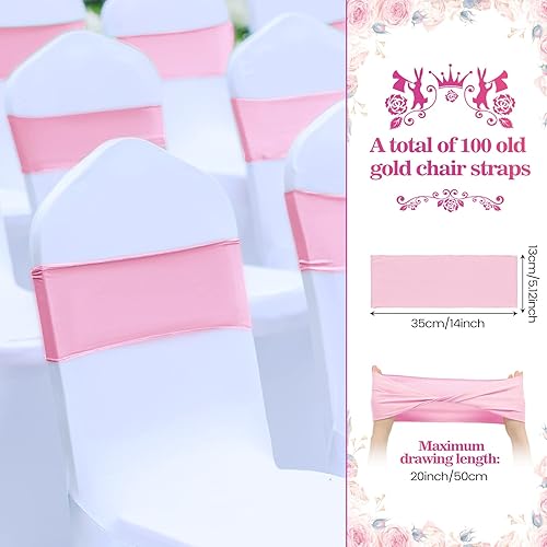 Vista 51 de CHENGU 100 bandas de elastano para sillas de matrimonio, sin hebilla, para decoración de cumpleaños, lazos elásticos, bandas deslizantes de elastano