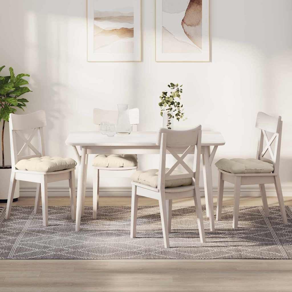 Sitzkissen 4er Set Creme 45x45x12 cm - Weiche Stuhlkissen aus Cord mit abnehmbarem Bezug - Gemütliche Dekokissen für Esszimmer, Wohnzimmer und Homeoffice