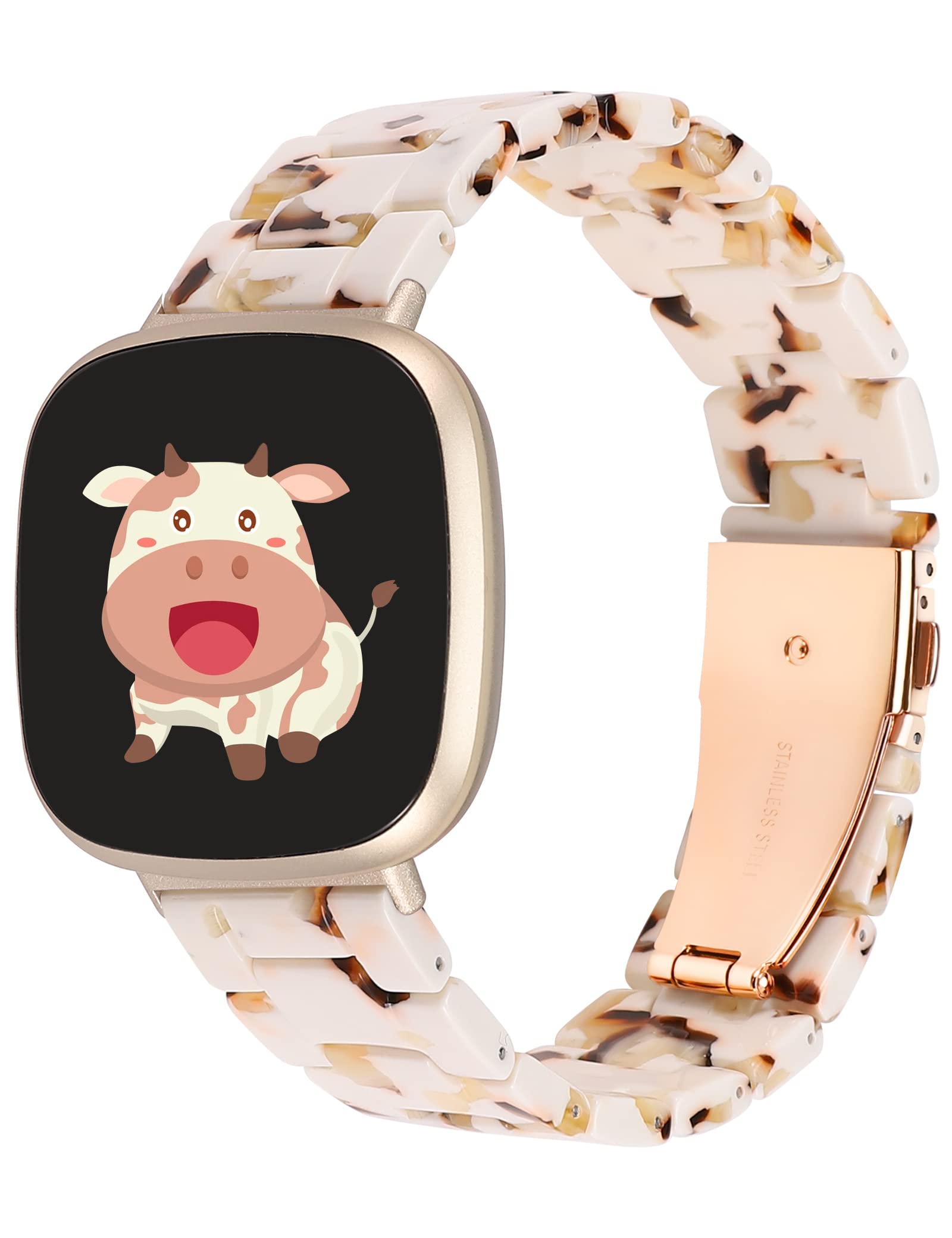 TOYOUTHS Resin Strap Compatible with Fitbit Versa 3/Versa 4/Sense 2/Sense, Women Men Adjustable Fashion Bracelet Strap with Stainless Steel Quick Release Clasp