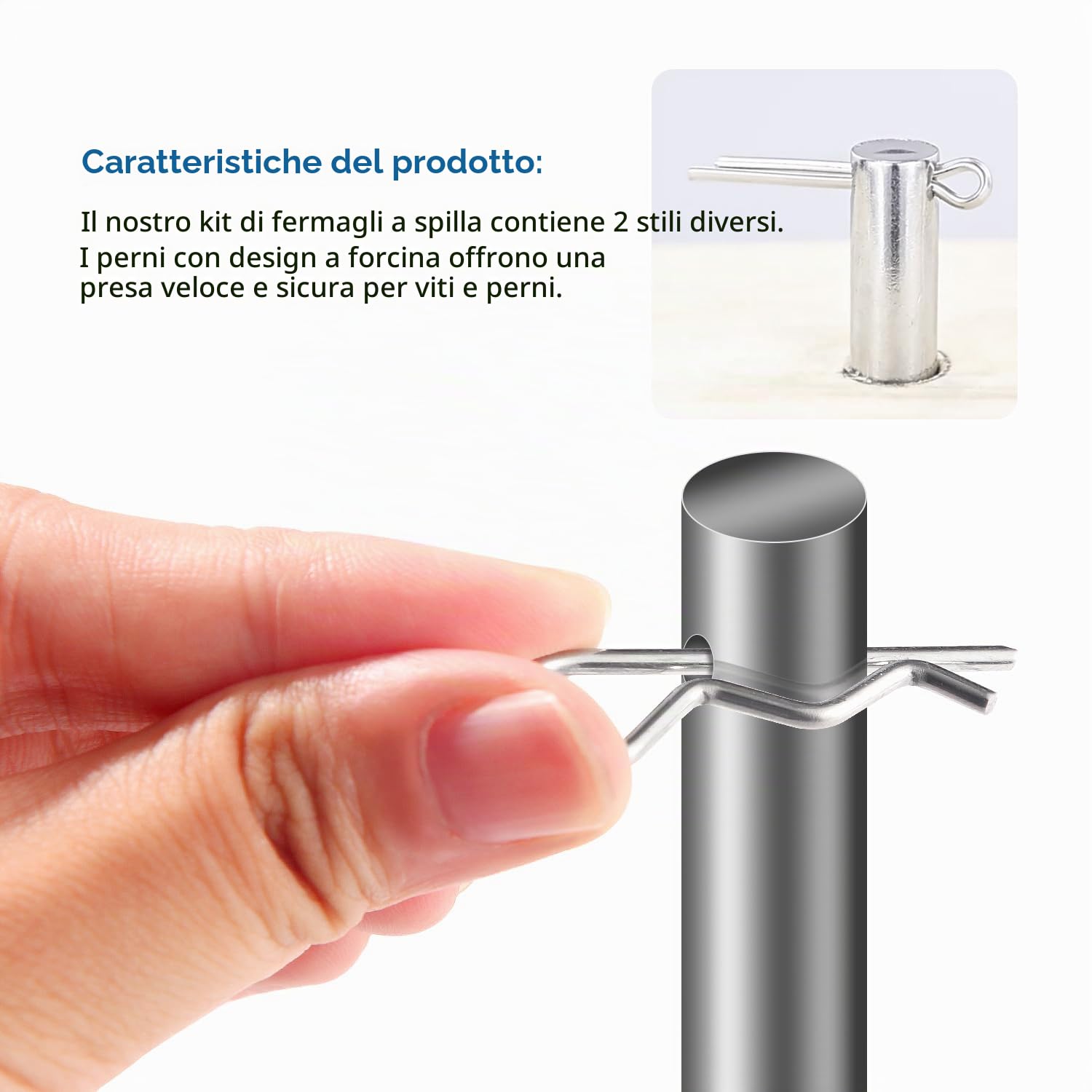 VooGenzek 100 Pezzi 13 Taglie Kit di Coppiglia Acciaio Inossidabile, R Clip Perni di Fissaggio, Coppiglie, per Auto, Meccanica, Garage, Officina