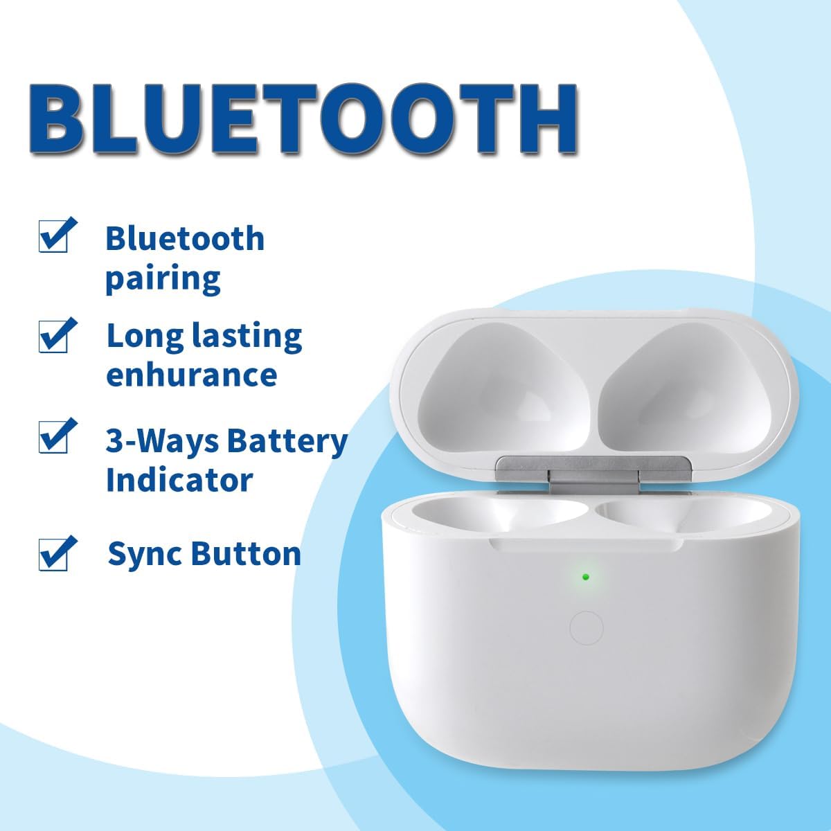 Charing Case for Air Pods 4 Charging Case Replacement Only with Air Pod 4th Generation Charger Cases Bluetooth Sync Pairing Button Support Wired Wireless, Without Earbuds