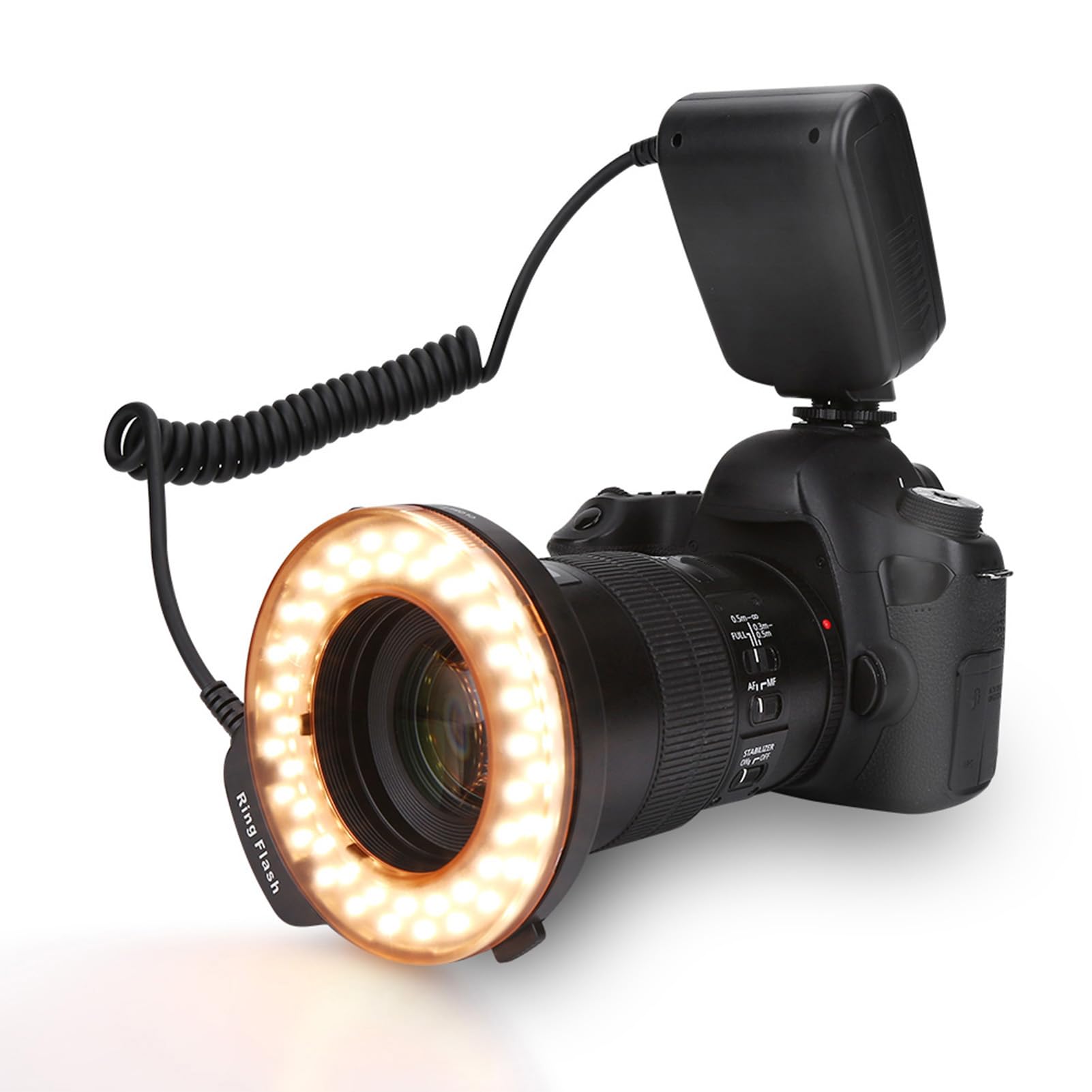 Kit de Flash annulaire Portable 48 LED avec 9 Anneaux adaptateurs 3 diffuseurs de Couleurs pour Appareil Photo Fuji SLR Macro Photographie Prise de Vue vidéo