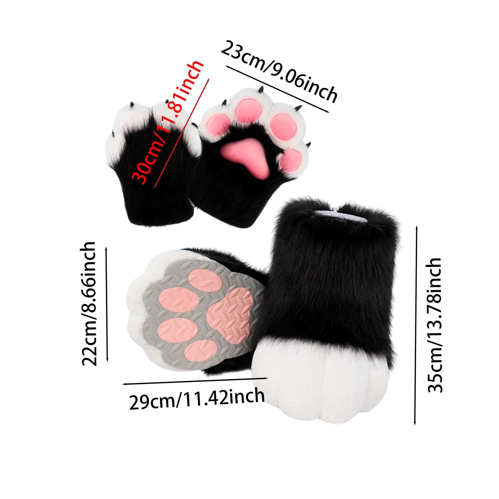 UGPLM Cosplay Animal Paws Fursuit for Women Gloves for Holiday Role Playing Masquerade: Black