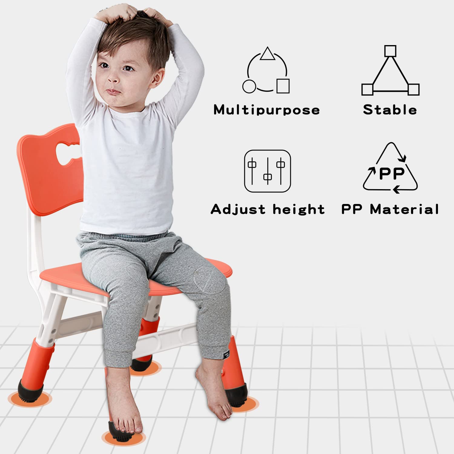 Verstellbare Kinderstühle für den Innenbereich, 3 Stufen, verstellbar, geeignet für Kinder im Alter von 2-6 Jahren, maximale Tragkraft 100 kg, geeignet für Familien-Klassenzimmer und Kinderzimmer