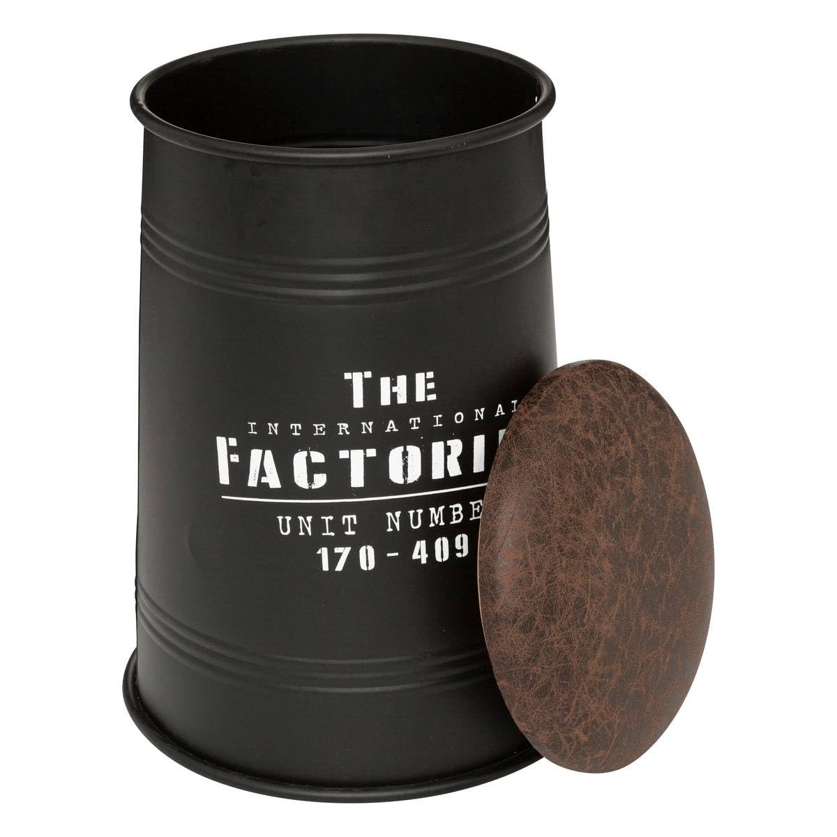 ATMOSPHERA CREATEUR D'INTERIEUR Puf Canister Joao, Metal y Madera, Negro