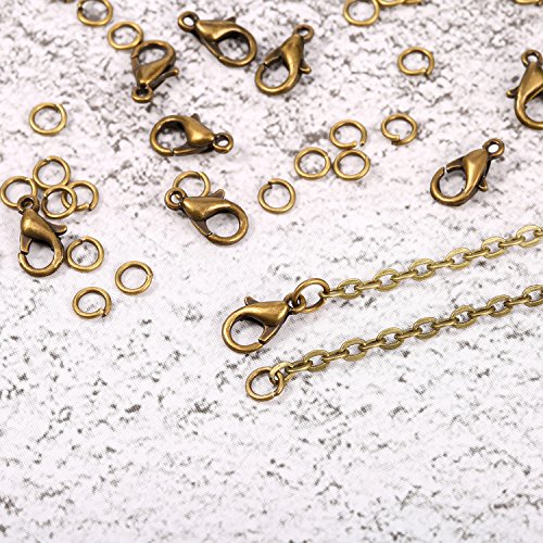 Tecunite 40 Feet Bronze Plated Round Cable Link Chain Necklace With 30 Lobster Clasps And 30 Jump Rings For Necklace Jewelry Accessory #TOP1