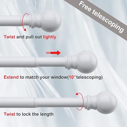 Miniatura 3 de Barra de cortina telescópica, 34-144 pulgadas y 1 pulgada Damater ajustable con soporte, barra de cortina individual adecuada para cocina,