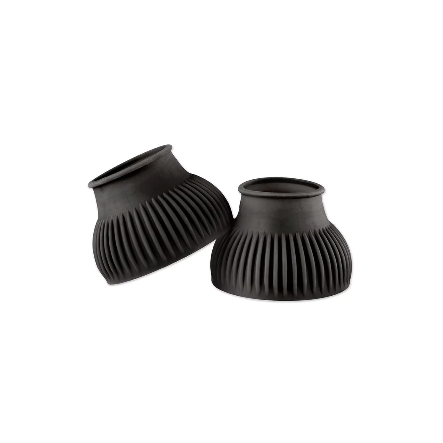 SmartEquine Horse Bell Boots | Pull On Rubber Ribbed Design for Interference Shielding and Lost Shoe Prevention | Durable and Reliable Horse Boots (Large (L))