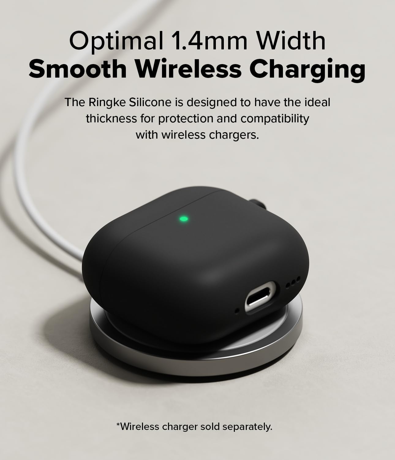Ringke Silicone [Feels Velvety Soft] Designed for AirPods 4 Case, Lightweight Slim Cute Cover for Women, Men - Black