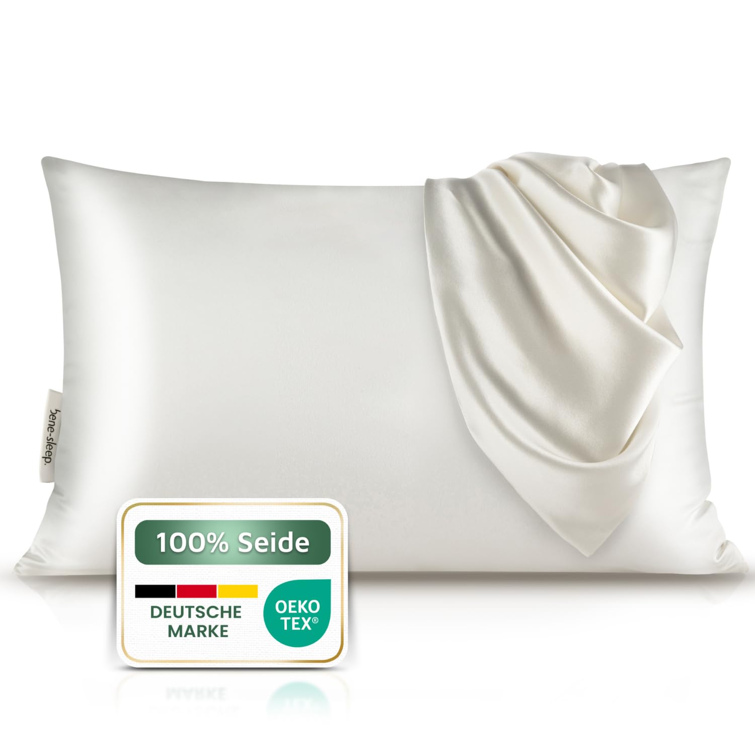 Premium Seidenkissenbezug – 100 % Maulbeerseide 22 Momme | Verstärkte Nähte | Oeko-TEX Zertifiziert* | Anti-Frizz & Faltenreduzierung | hypoallergen & hautfreundlich (Weiß, 40x80 cm)