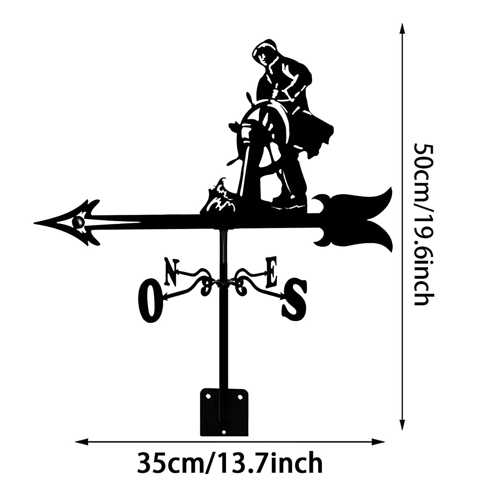 Girouette en métal avec outil de mesure pour décoration de jardin, ferme, cour, tonnelle, indicateur de direction du vent