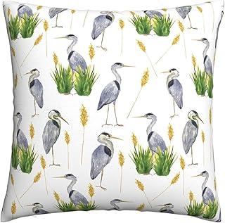 Poszewki na poduszki ozdobne akwarela czapla ptak żuraw trzcina trawa poszewka na poduszkę modna poszewka na poduszkę luksusowe kwadratowe poszewki na poduszki piękna poszewka na poduszkę do hotelu kanapy na sofę poszewka na poduszkę 45 x 45 cm
