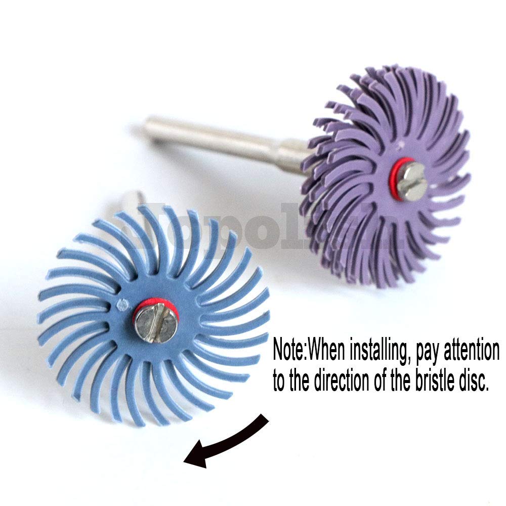 DShanLa Kit de disque à poils radiaux 1 pouce brosse abrasive 1/8 pouces 3,2.35mm roue de polissage tige accessoires outils rotatifs Dremel 56PCS