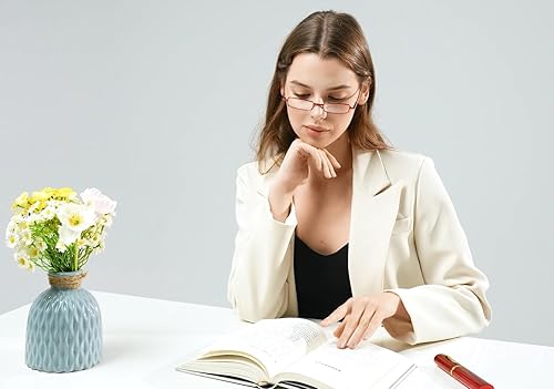 Miniatura 10 de 2 pares de anteojos de lectura delgados de metal de tamaño bolsillo tu elegante compañero de viaje para mujeres y hombres +2.0 (dorado)