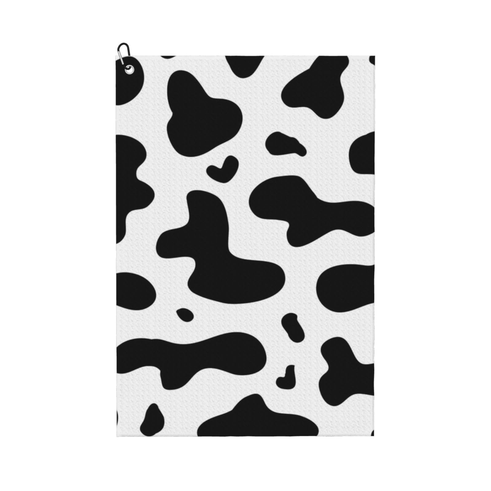 Hnnkloy Cow Spots Cow Print, 16x24 in Portable Waffle Golf Towels with Carabiner Clip for Golf Bag