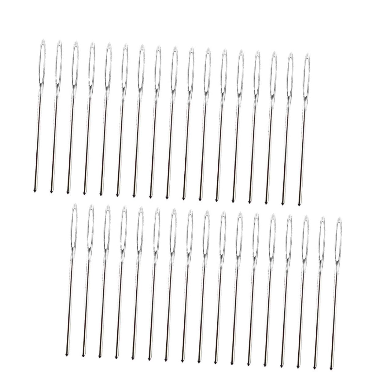 Beatifufu Sewing and Embroidery Needle Set 100 Pcs 7cm Large Eye Needles for Thread Passing Leather Accessories
