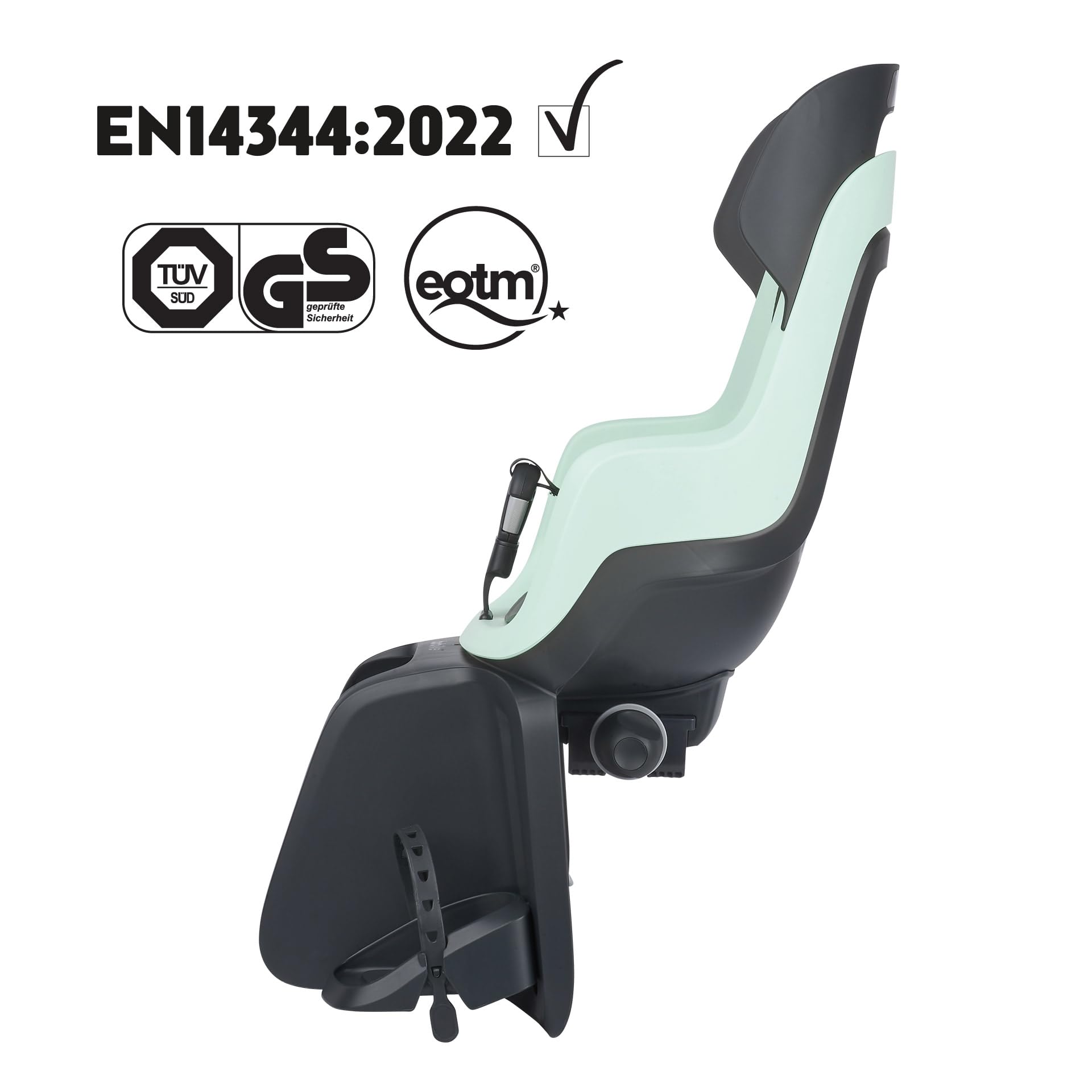 Bobike 8012300003 GO Maxi CFS XR Seggiolino Posteriore Per Bici Con Portapacchi, Per Bambini Da 9 Mesi A 6 Anni, Max 22 kg, Poggiapiedi Regolabili, Installazione Senza Attrezzi, Menta Marshmallow
