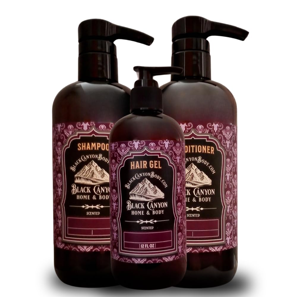 Black Canyon Orchid & Amber Scented Argan Oil Hair Shampoo, Conditioner and Hair Gel Set