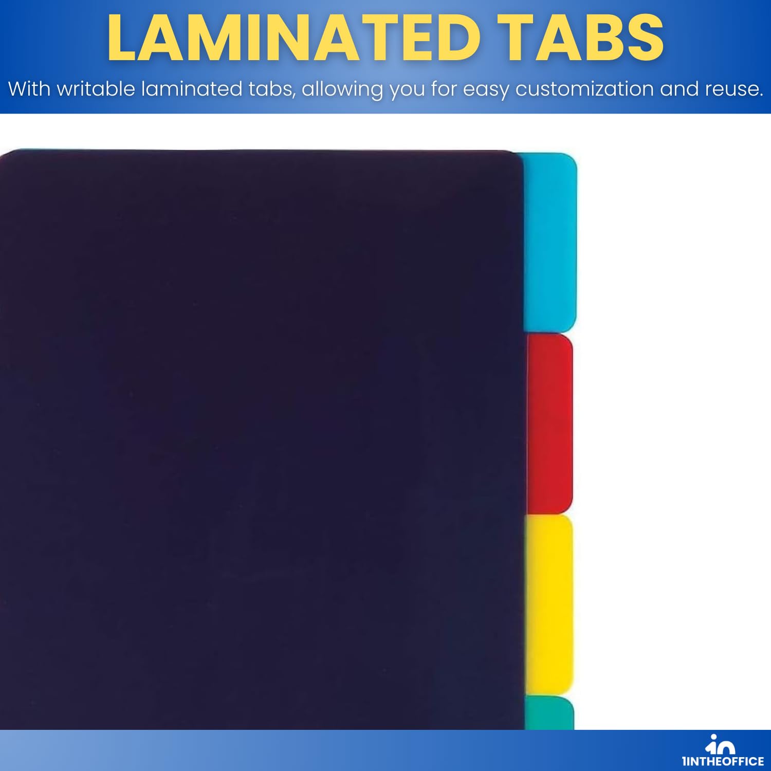 1InTheOffice Mini Binder dividers 5x8, 5 tab dividers for 3 Ring Binder Assorted Colors (Set 5 Tabs) - Image 4