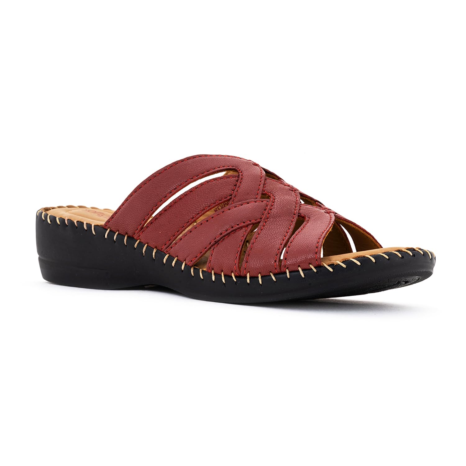 khadim' s softouch Softouch Khadim's Leather Wedge Heel Mule Slip On Sandal for Women (Red, 8)-picture-24
